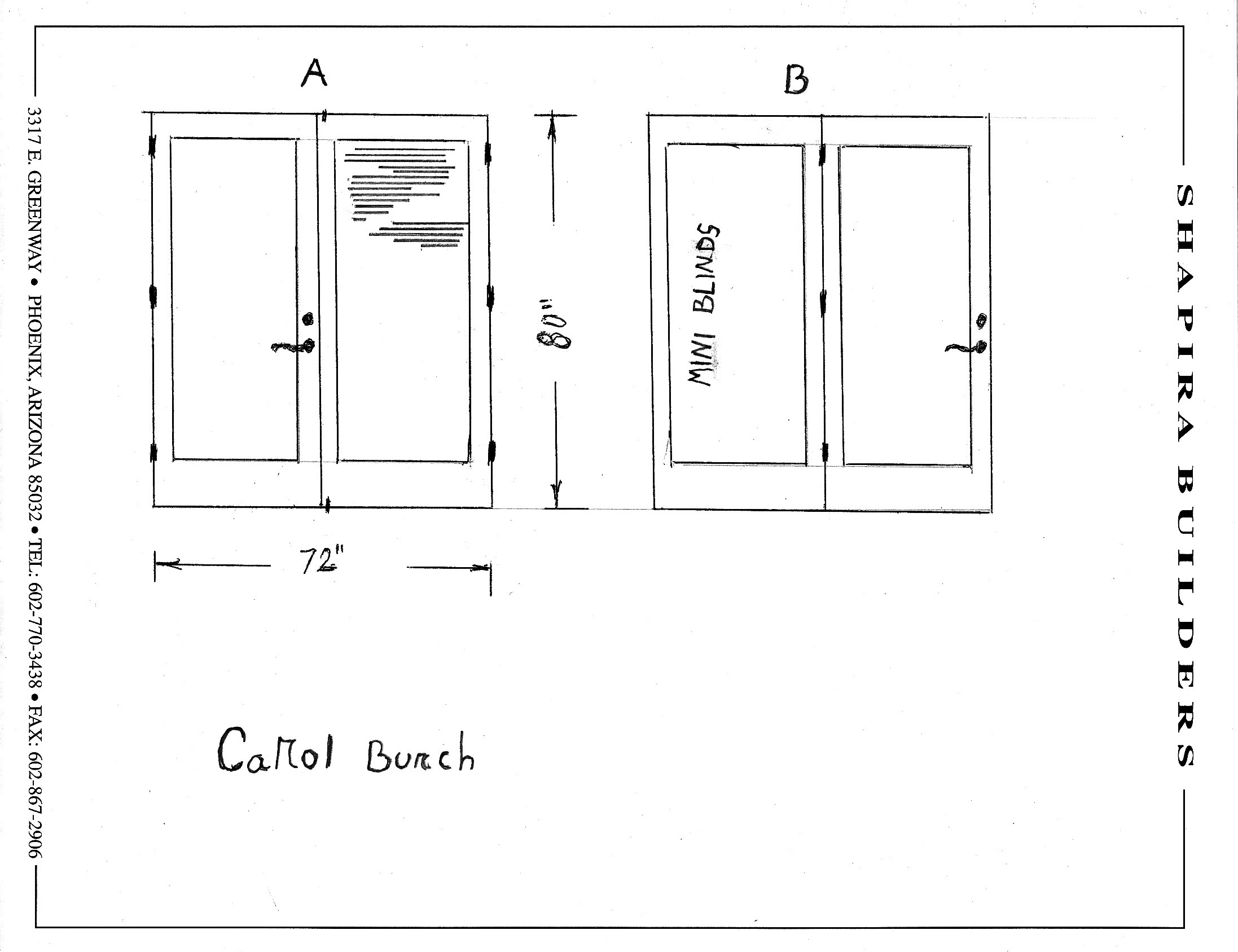 Modification of pre-hung double French door with mini blinds